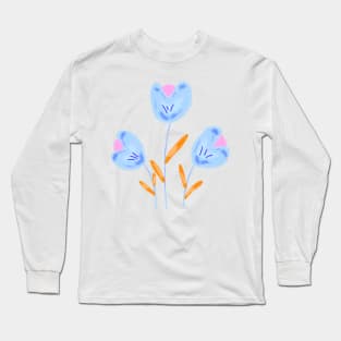 Purple orange flower art Long Sleeve T-Shirt